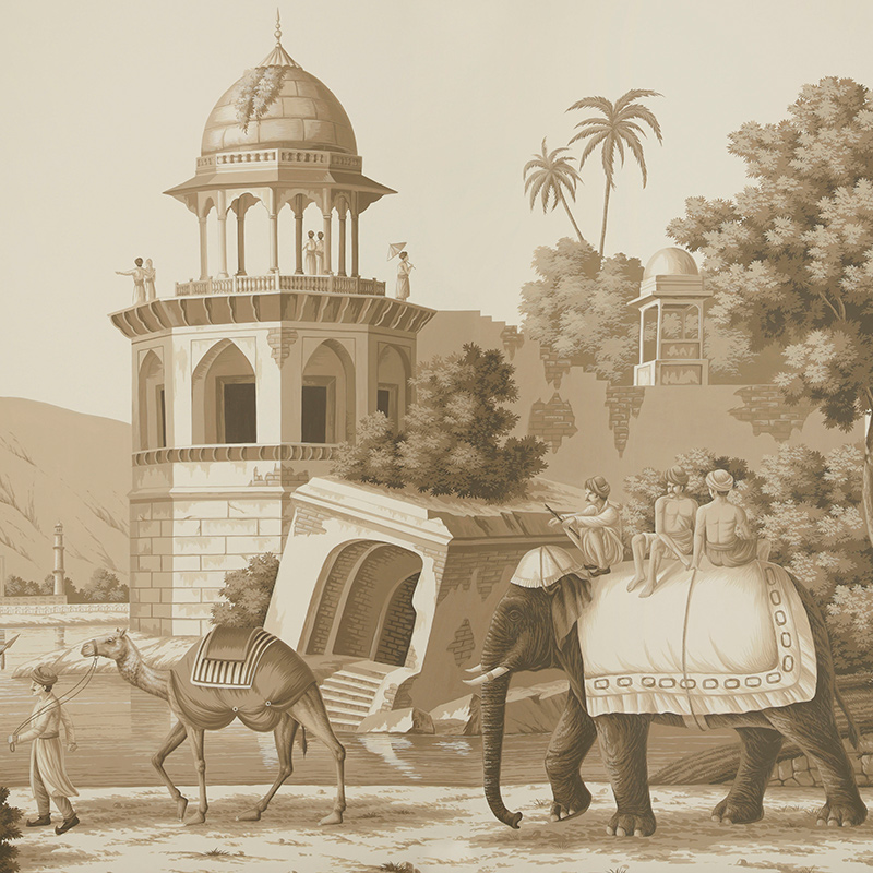 Обои ручная роспись Early Views of India Sepia on scenic paper  в Краснодаре | Loft Concept 