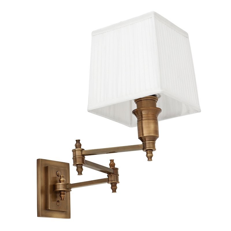 Бра Wall Lamp Lexington Swing Brass+White Латунь Античная полированная Белый в Краснодаре | Loft Concept 