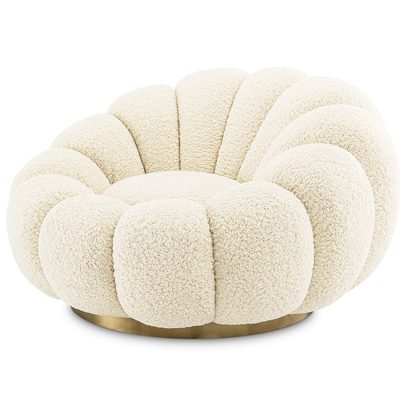 Кресло Eichholtz Swivel Chair Mello Faux Shearling Молочный Латунь в Краснодаре | Loft Concept 