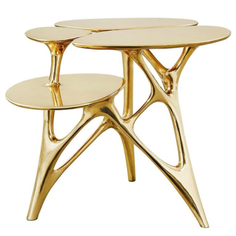 Дизайнерский приставной столик Lotus Small Side Table or End Table Brass by Zhipeng Tan Золотой в Краснодаре | Loft Concept 