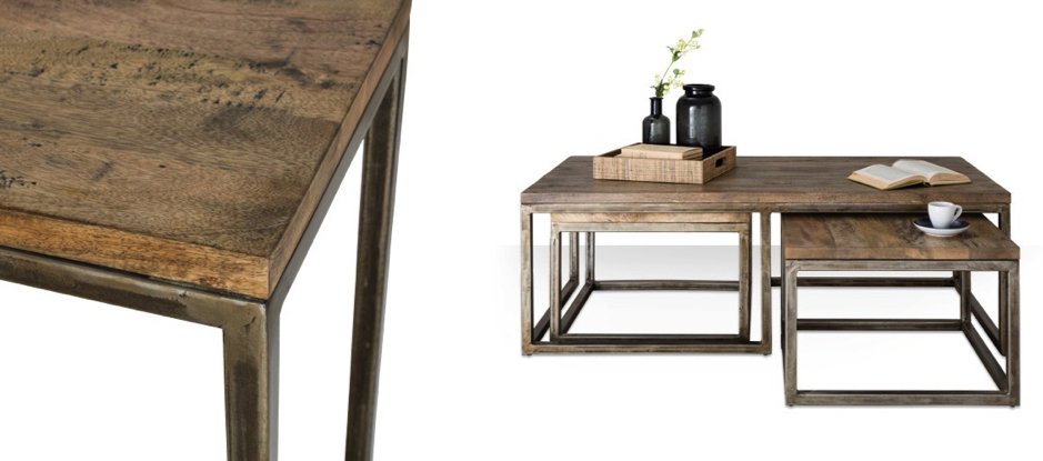 Журнальный стол Industrial Metal Rust Triple Table - фото №1