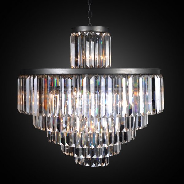 Люстра RH 1920s Odeon Clear Glass Fringe Chandelier - 6 rings Черный в Краснодаре | Loft Concept 