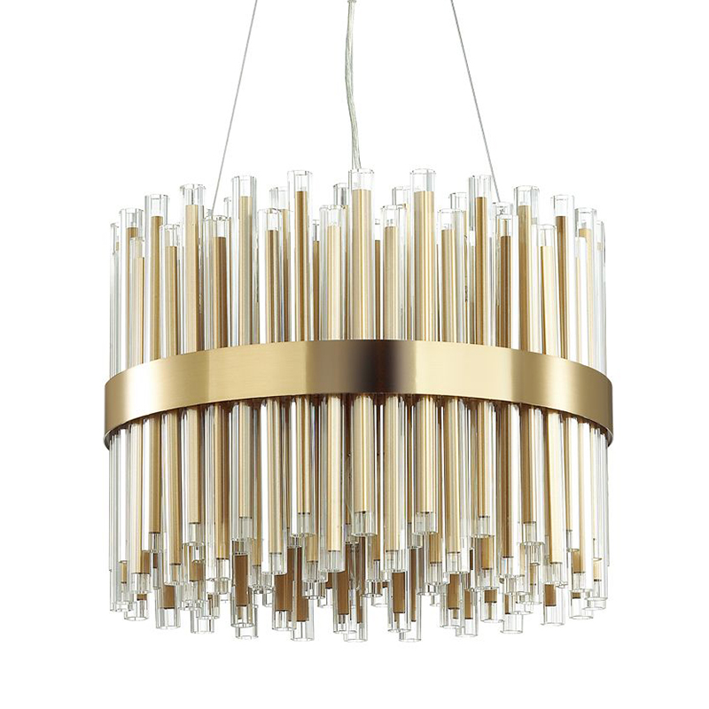 Люстра Gladwin Round Glass Tubes Chandelier Золотой Прозрачный в Краснодаре | Loft Concept 