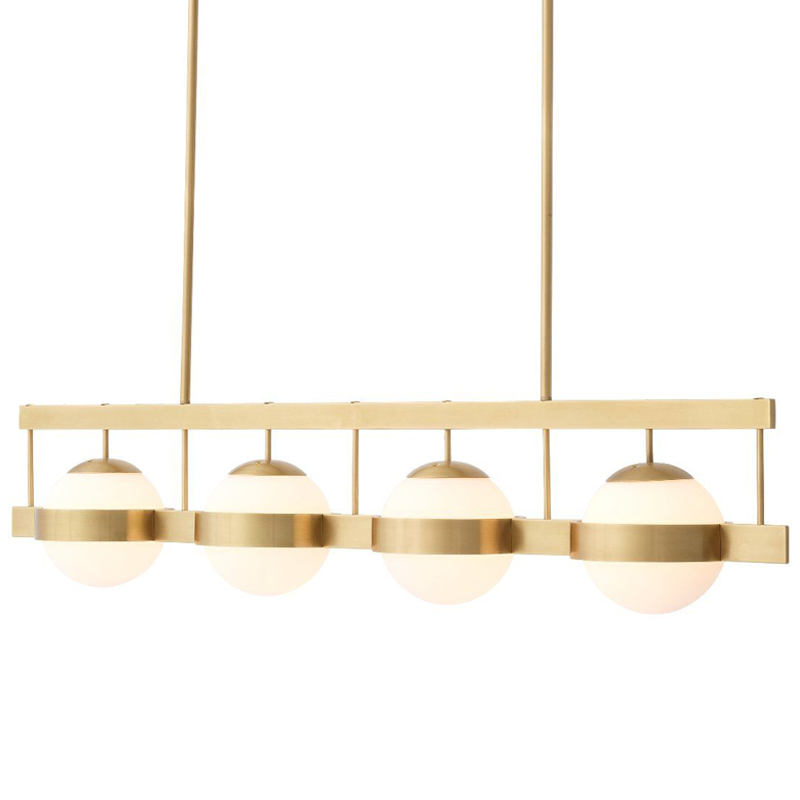 Люстра Eichholtz Chandelier Biba Brass Латунь Античная полированная Белое матовое стекло в Краснодаре | Loft Concept 