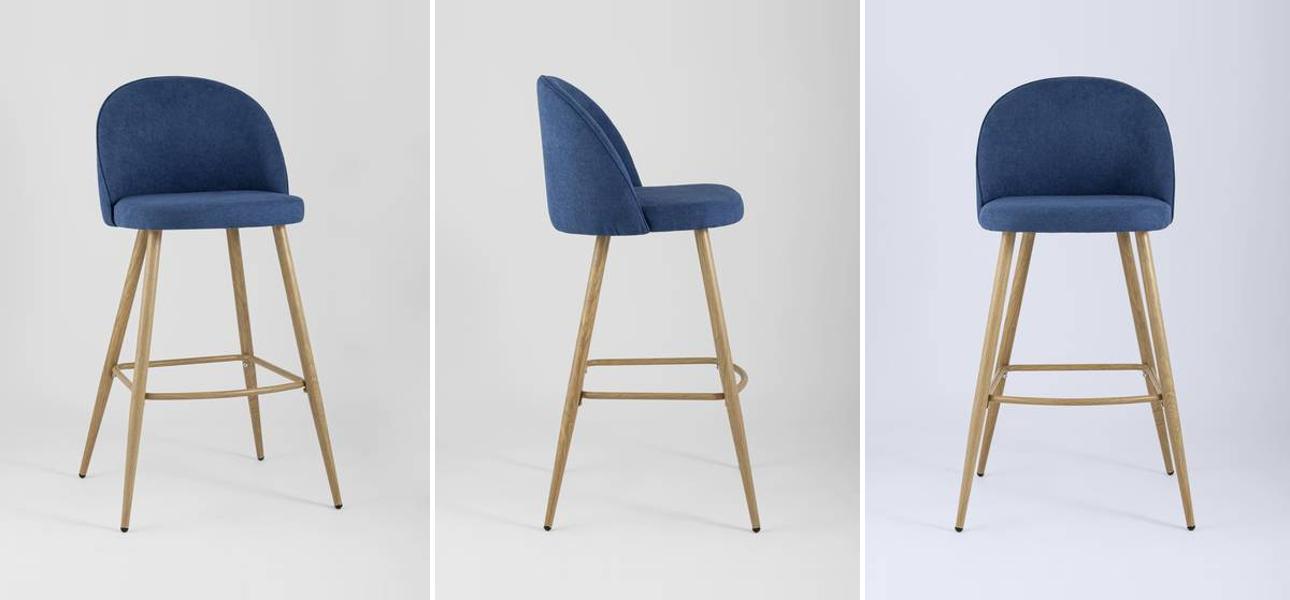 Барный Стул Miruna Chair Синий Шенилл - фото