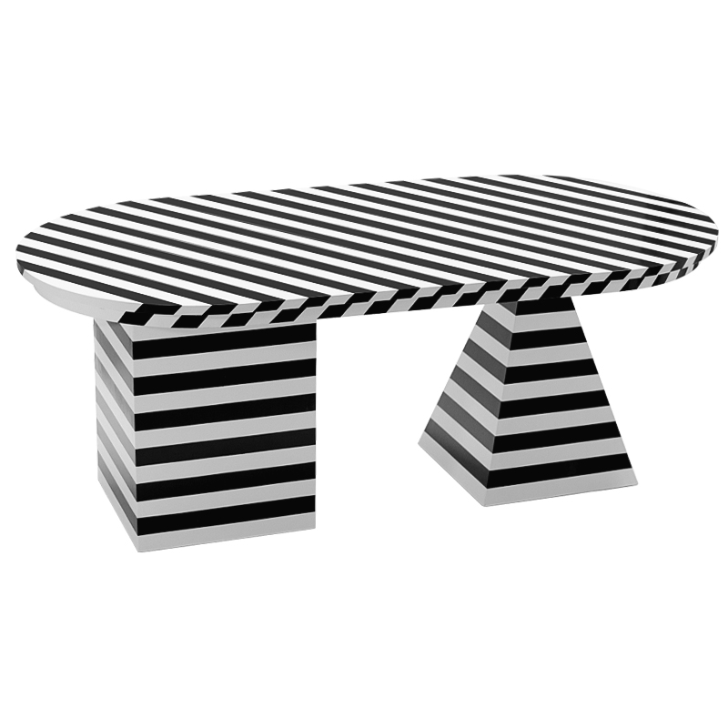 Обеденный стол Dining Table Striped Geometry Черно-белый в Краснодаре | Loft Concept 