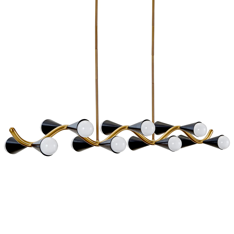 Линейная люстра Jonathan Adler CARACAS WAVE CHANDELIER Латунь Черный в Краснодаре | Loft Concept 