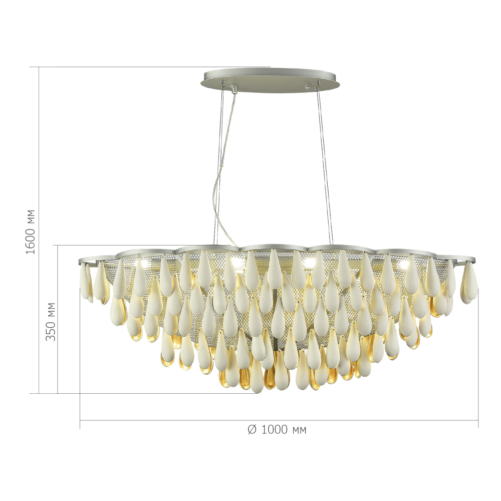 Люстра с подвесками в форме капель на серебристом каркасе Raindrop в Краснодаре