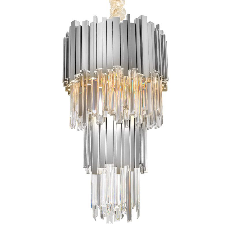 Люстра многоярусная Luxxu Modern Cascade Chandelier Silver Metal Glass 35 Прозрачное Стекло Серебряный в Краснодаре | Loft Concept 