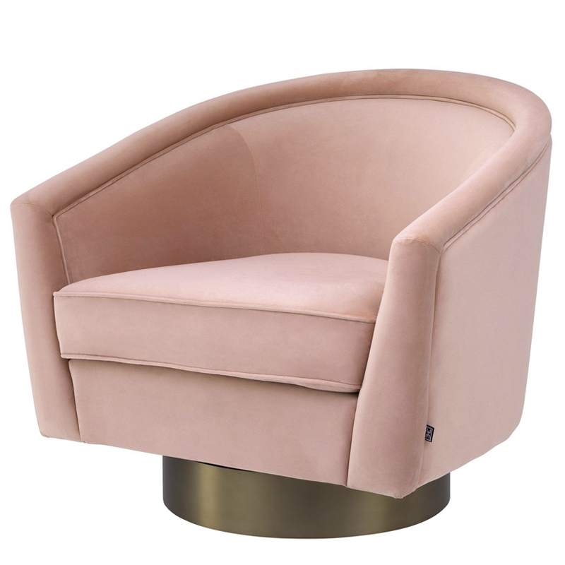 Кресло Eichholtz Swivel Chair Catene nude Розовый пастельный матовое золото в Краснодаре | Loft Concept 