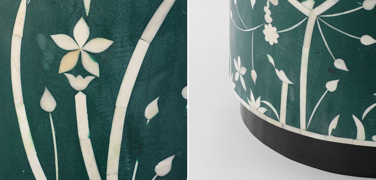 Табурет Green Flower Indian Bone Inlay stool - фото