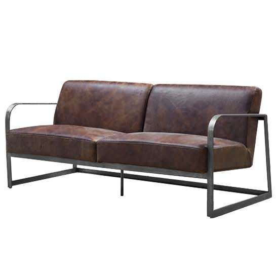 Диван INDIO METAL leather SOFA Коричневый в Краснодаре | Loft Concept 