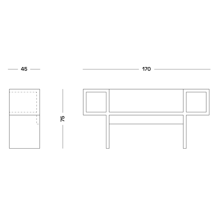 Дизайнерская скамейка Poltronova Canton  Beech and Black Bench в Краснодаре