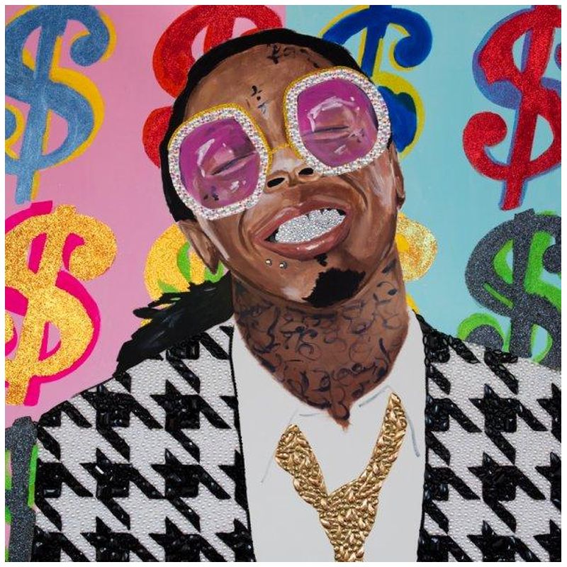 Картина Lil Wayne with Money Background, And Houndstooth Jacket Мульти в Краснодаре | Loft Concept 