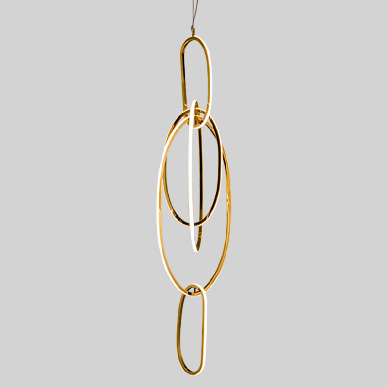 Люстра Vertical Gold Oval Rings Chandelier Золотой в Краснодаре | Loft Concept 