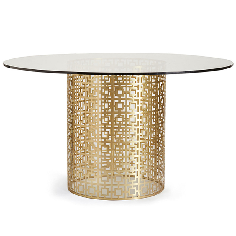 Обеденный стол Jonathan Adler Nixon Dining Table столешница Стекло Золотой Прозрачный в Краснодаре | Loft Concept 