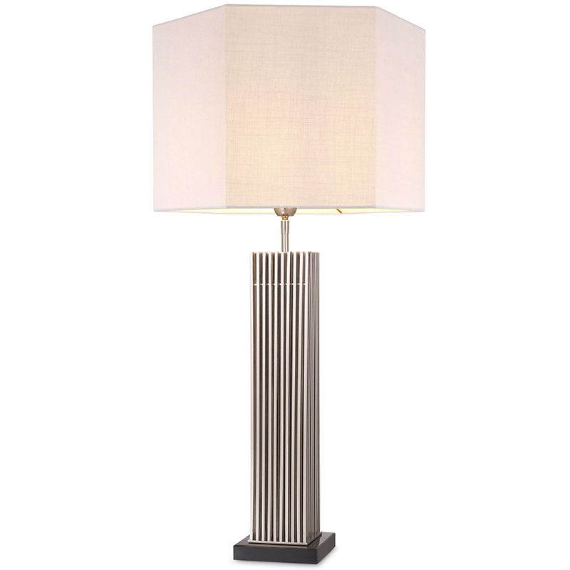 Настольная лампа Eichholtz Table Lamp Viggo Nickel Белый Никель Черный Мрамор Nero в Краснодаре | Loft Concept 