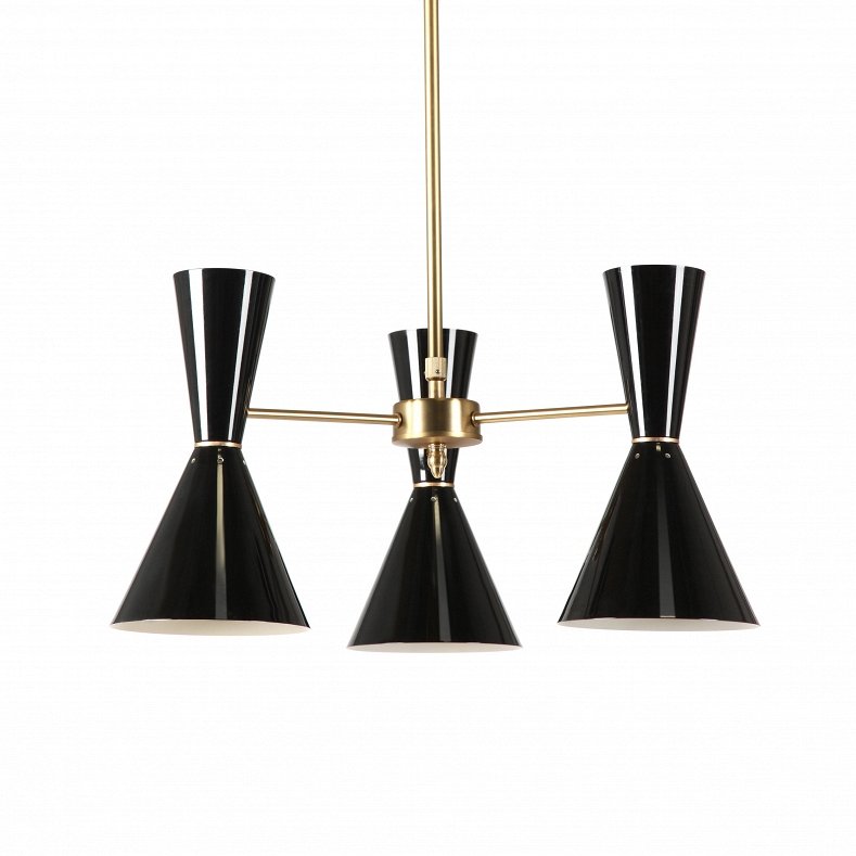 Люстра CAIRO Chandelier 3 Arm black Черный Латунь в Краснодаре | Loft Concept 