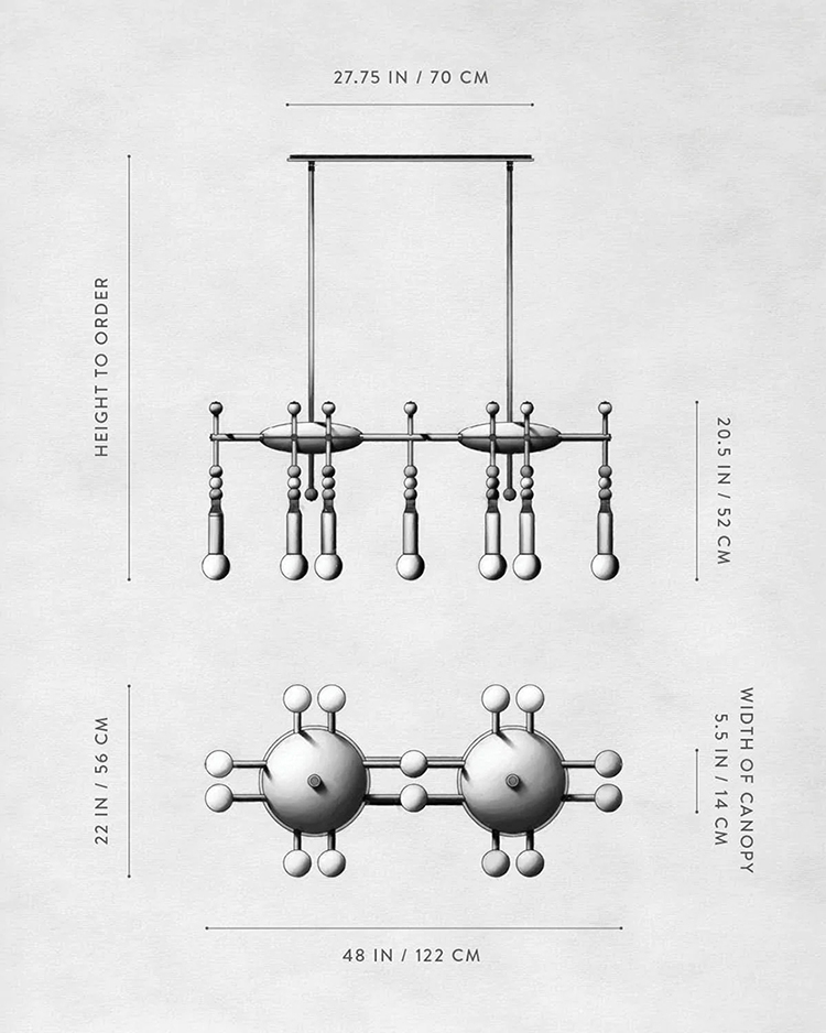 Линейная Люстра TALISMAN 14 патронов по дизайну студии Apparatus в Краснодаре