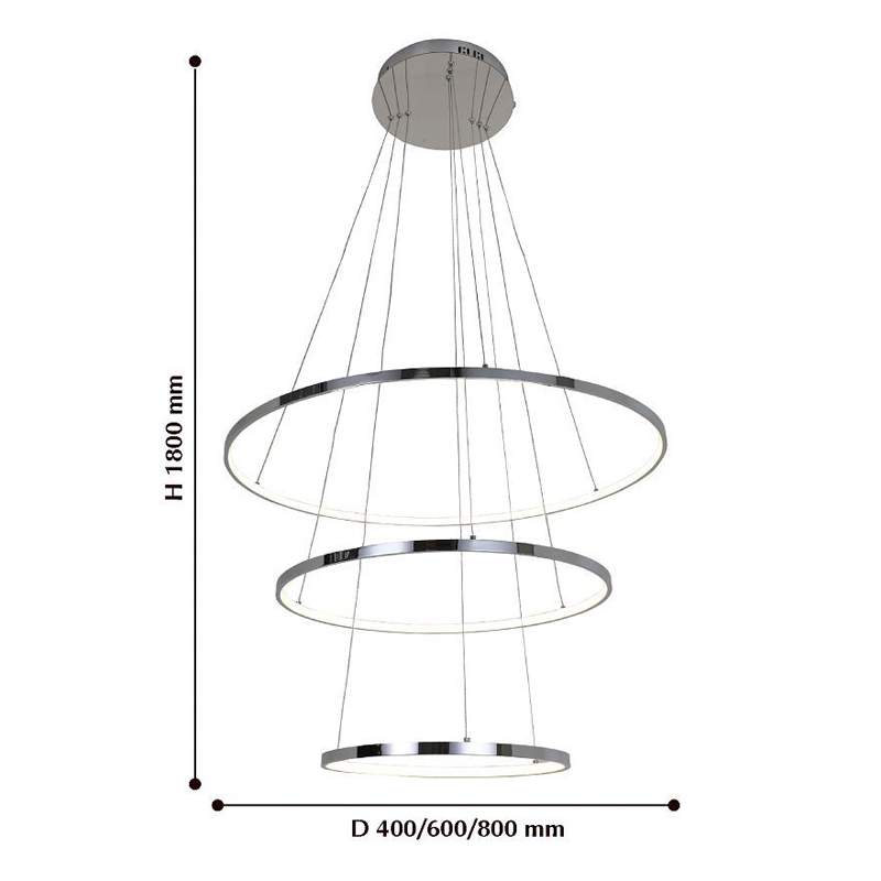 Кольцевая люстра цвета хром из трех колец в Краснодаре