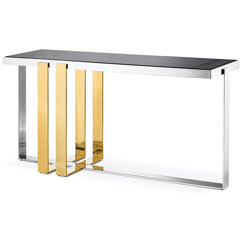 Консоль Eichholtz Console Table Belgo Золотой Серебряный Стекло Смок в Краснодаре | Loft Concept 