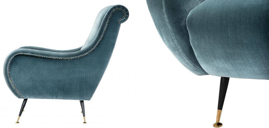 Кресло для гостиной Giardino Chair turquoise бирюзовый вельвет - фото №1