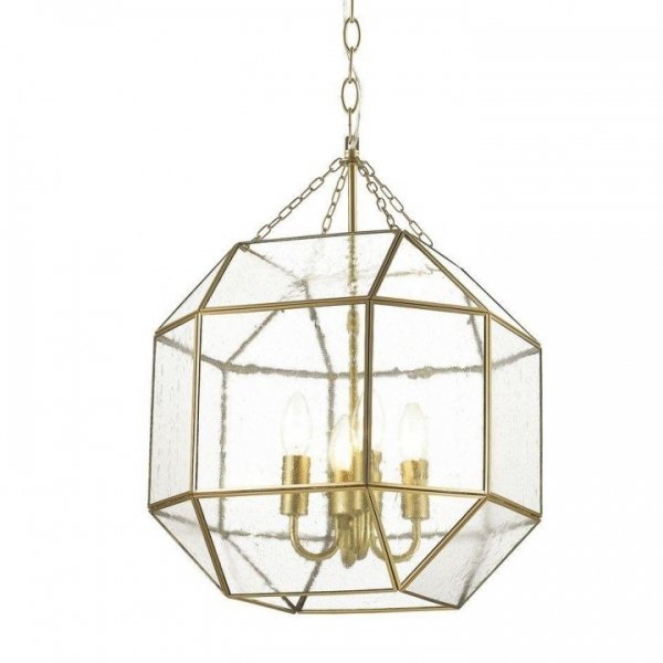 Подвесной светильник Glass & Metal Cage Pendant Gold 4 Глянцевое золото в Краснодаре | Loft Concept 