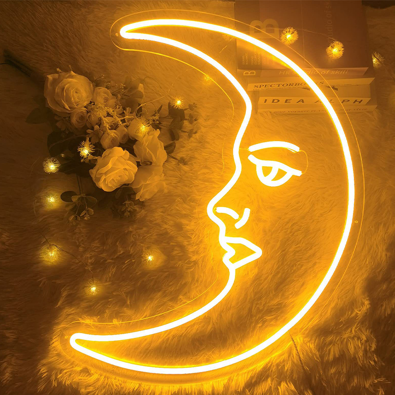 Неоновая настенная лампа Crescent Moon Neon Wall Lamp Прозрачный Желтый в Краснодаре | Loft Concept 