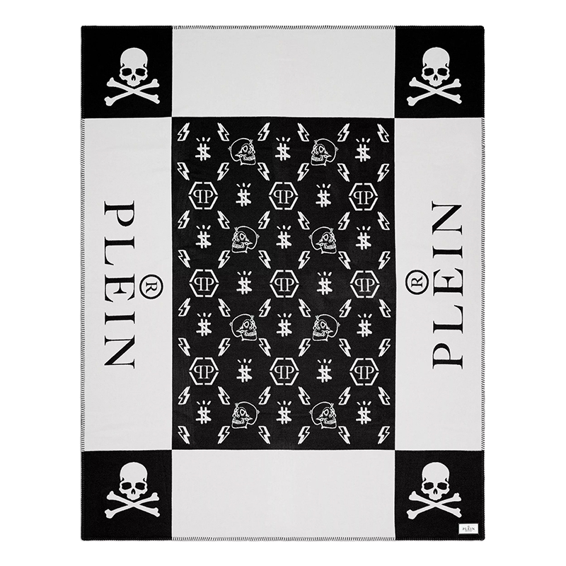 Плед Philipp Plein Plaid Cashmere Skull Черно-белый в Краснодаре | Loft Concept 