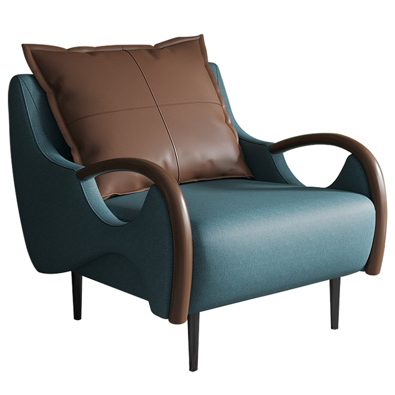 Кресло Oliwier Blue Armchair Синий Коричневый в Краснодаре | Loft Concept 