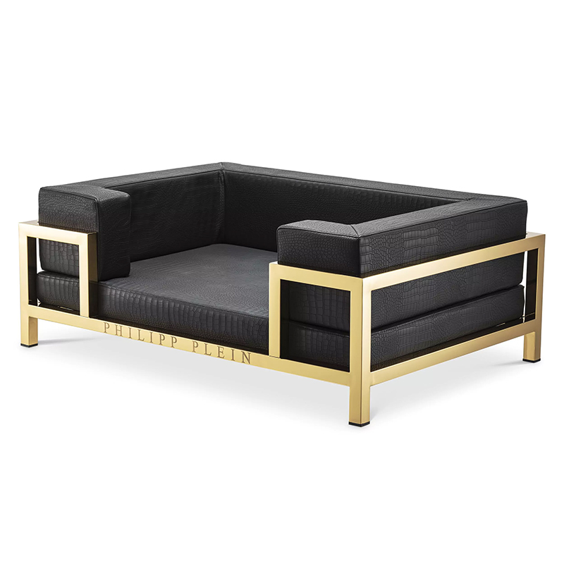 Лежанка для домашних животных Philipp Plein Dogbed High Conic Limited XL Gold Черный Золотой в Краснодаре | Loft Concept 