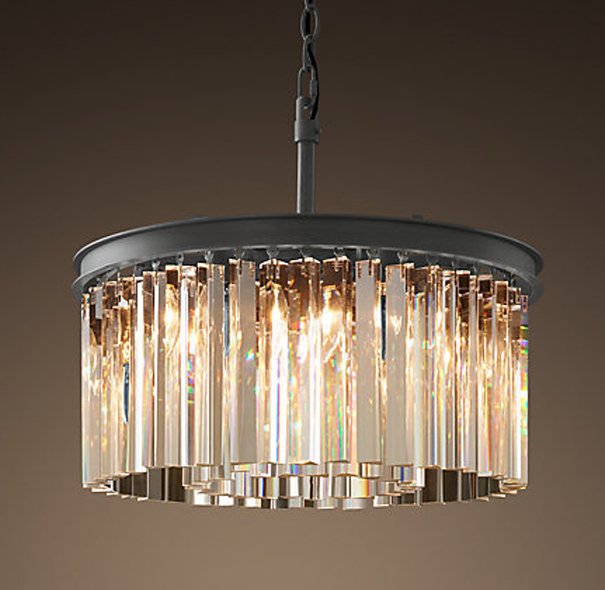 Люстра RH Rhys Clear Glass Prism Round Chandelier 40 Черный в Краснодаре | Loft Concept 