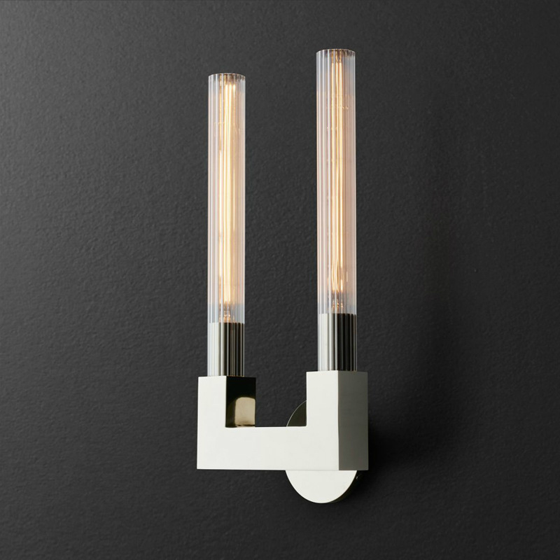 Бра RH CANNELLE wall lamp DOUBLE Sconces Chrome Хром Прозрачное Стекло в Краснодаре | Loft Concept 