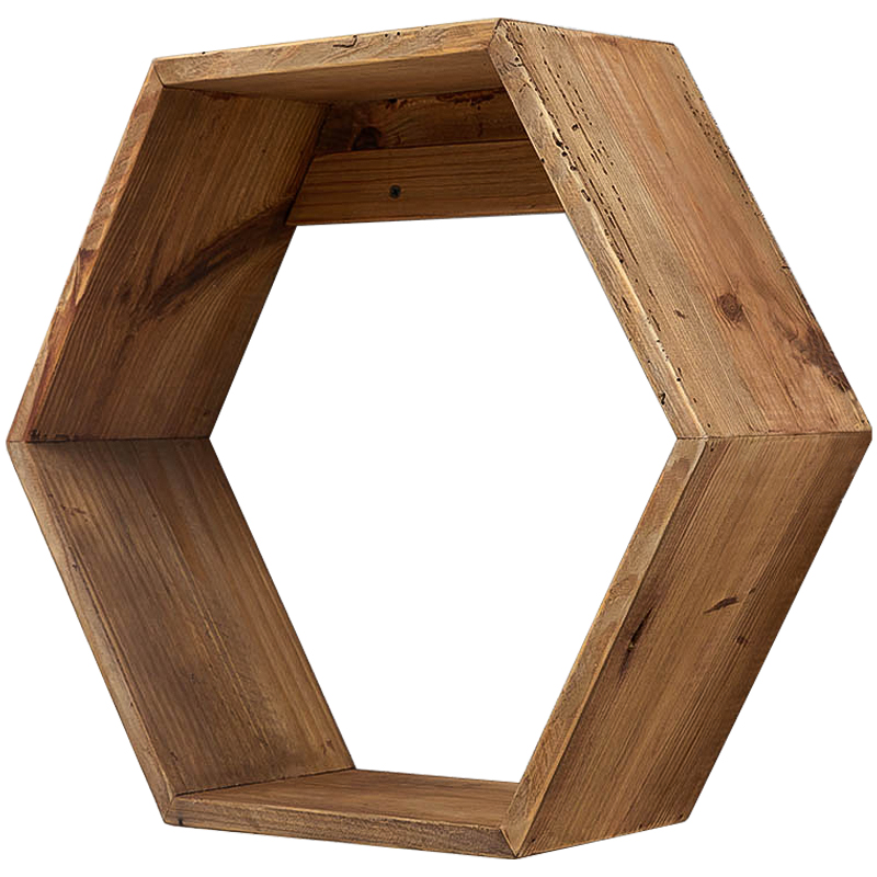 Деревянная полка в виде шестиугольника Wood Honeycomb Shelf Коричневый в Краснодаре | Loft Concept 