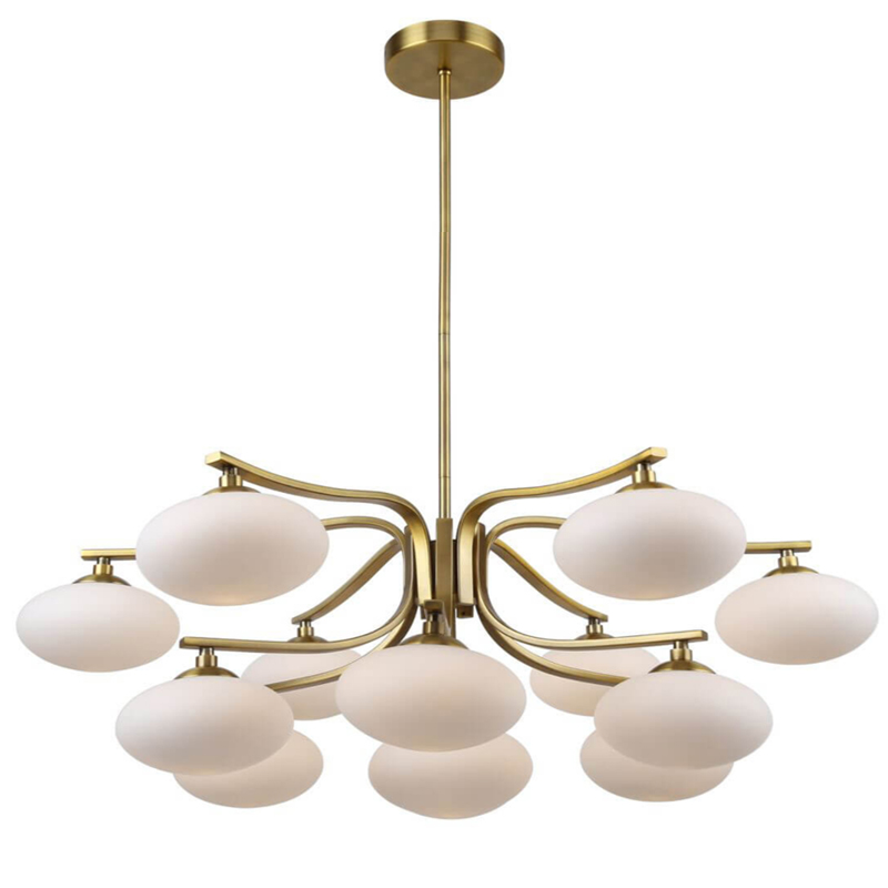 Oval Balls Mushrooms Chandelier 13 Brass Латунь Прозрачный белый в Краснодаре | Loft Concept 