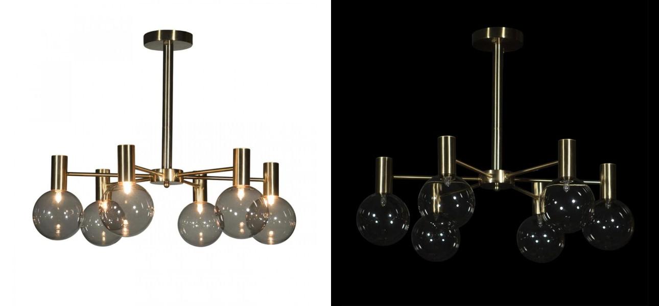 Люстра с дымчатым стеклом Smoke Glass GOLD - фото