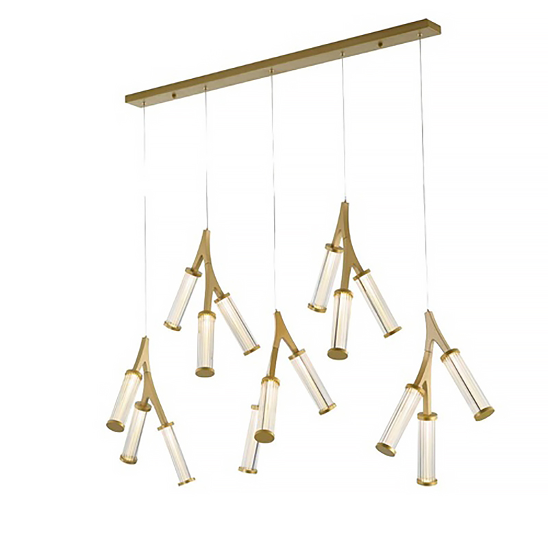 Люстра Cylinder Branches Chandelier Gold 15 Золотой Прозрачный в Краснодаре | Loft Concept 