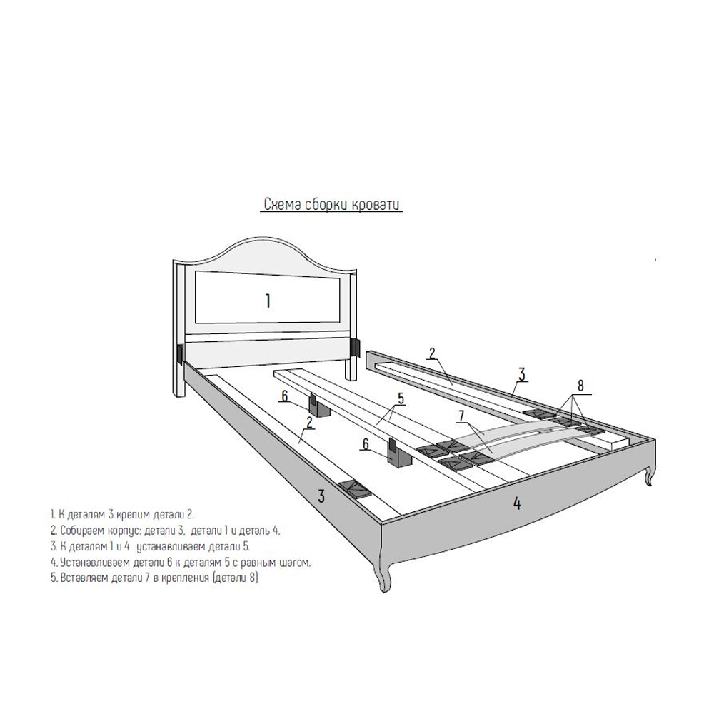 Кровать из массива бука с жёстким изголовьем Tasteful Furniture в Краснодаре