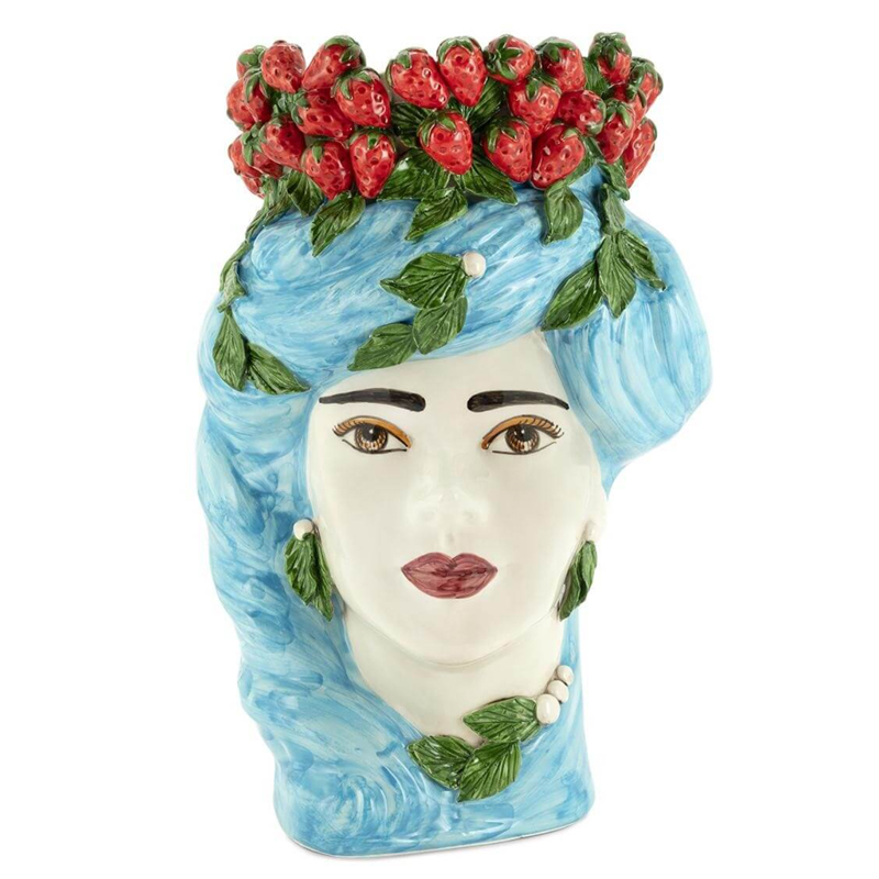 Ваза VASE STRAWBERRIES HEAD LADY BIG Blue Красный Голубой в Краснодаре | Loft Concept 