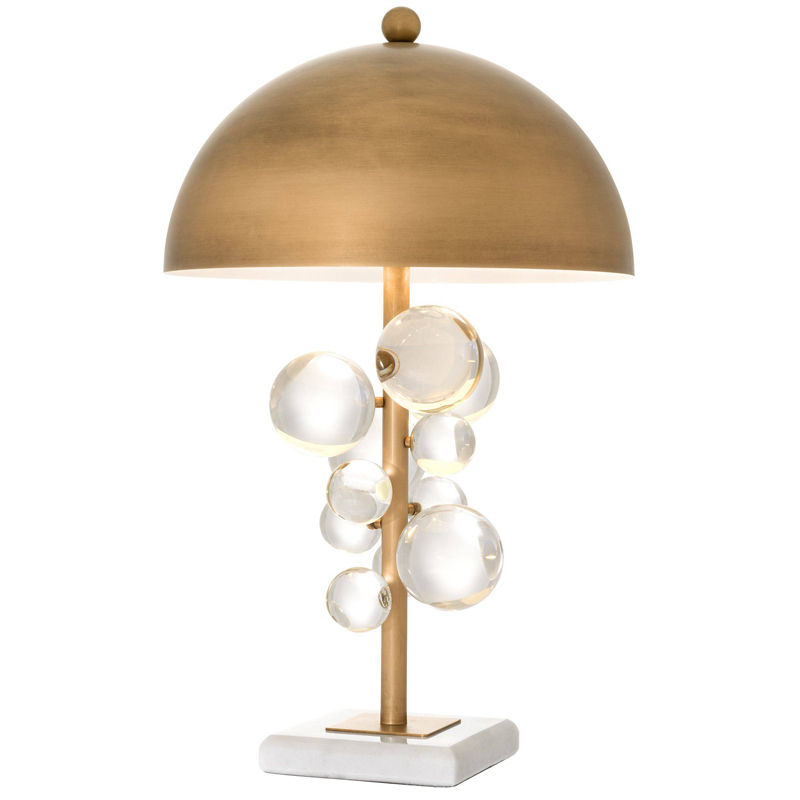 Настольная лампа Eichholtz Table Lamp Floral Латунь Античная полированная Прозрачное Стекло Белый в Краснодаре | Loft Concept 