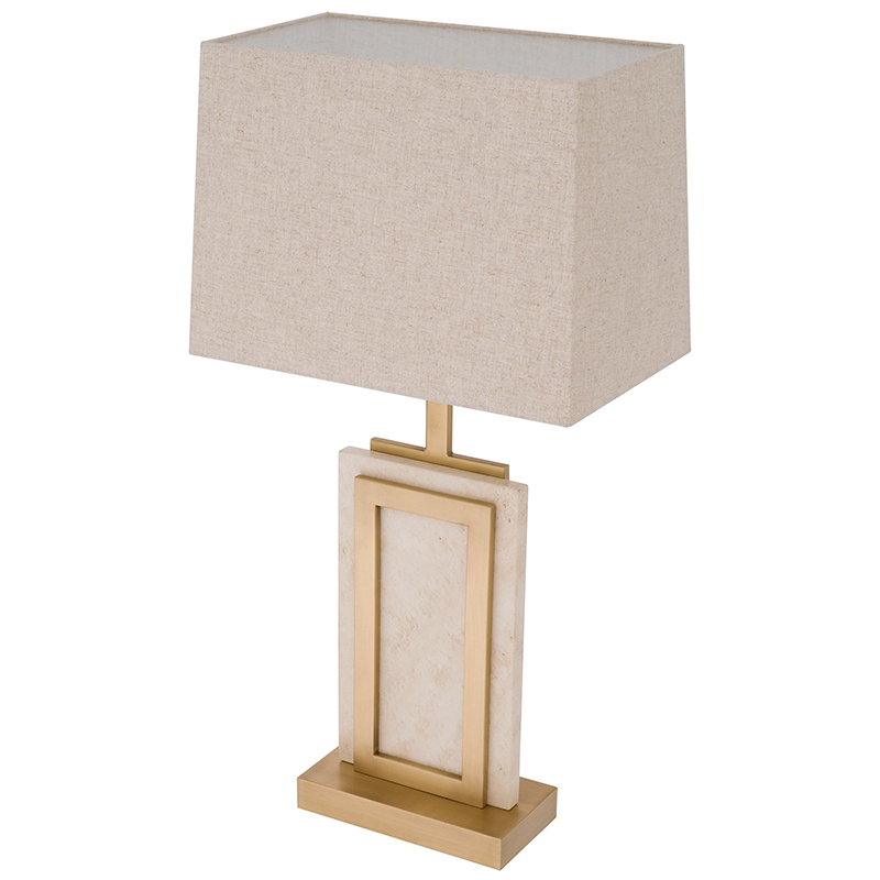 Настольная лампа Eichholtz Table Lamp Murray Travertine Бежевый Латунь в Краснодаре | Loft Concept 