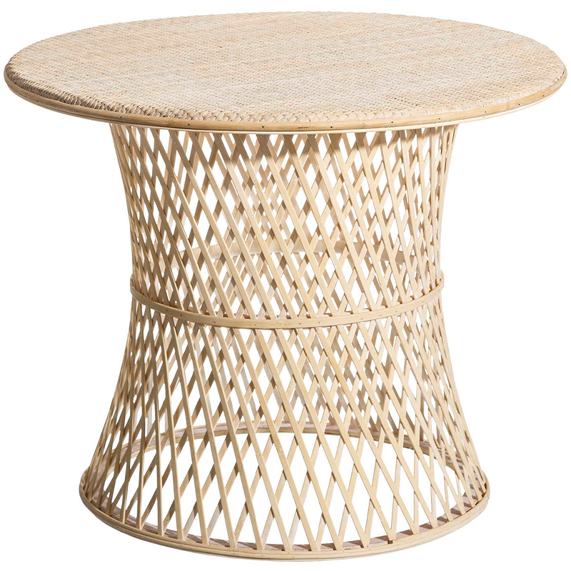 Круглый приставной стол из бамбука Woven Bamboo Side Table Бежевый в Краснодаре | Loft Concept 