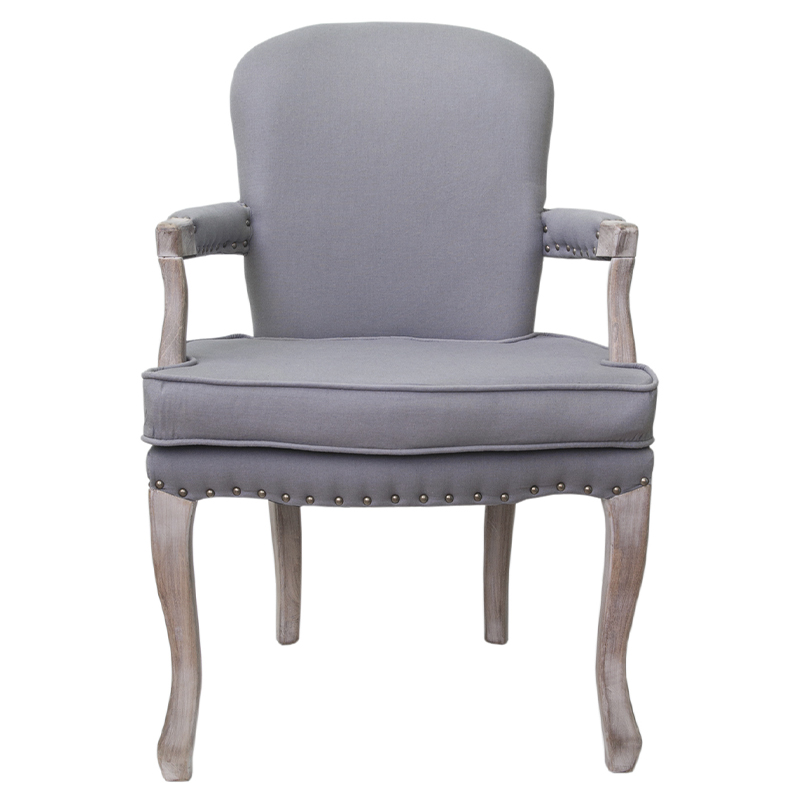 Кресло Aubrey Classical Armchair grey flax Серый Коричневый в Краснодаре | Loft Concept 