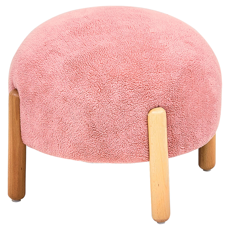 Пуф круглый на деревянных ножках Ralfie Pouf Pink Розовый Древесина в Краснодаре | Loft Concept 