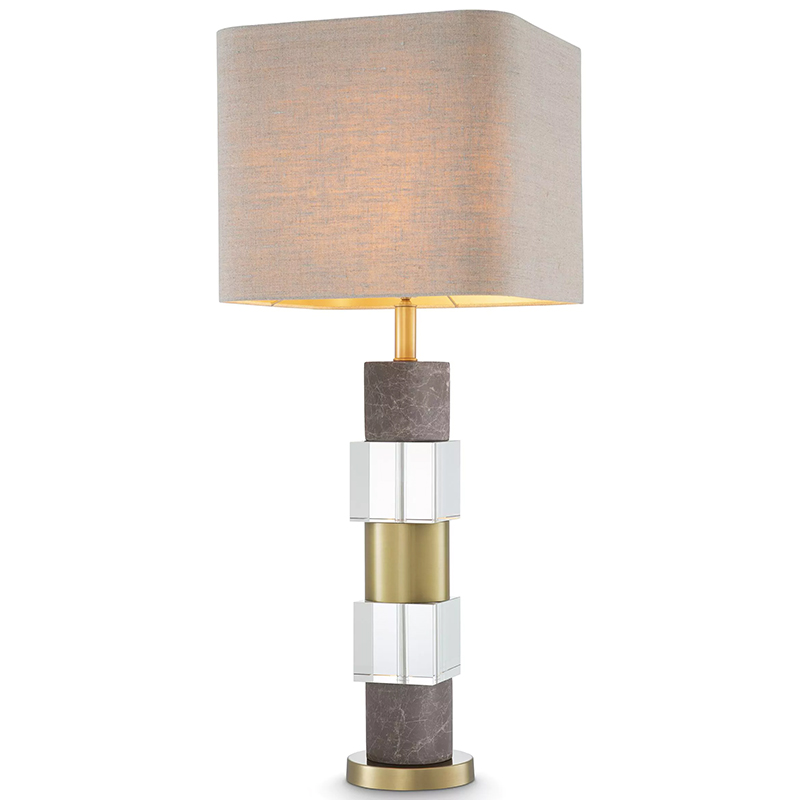 Настольная лампа Eichholtz Table Lamp Cullingham Grey Marble Латунь Прозрачное Стекло Серый Бежево-серый в Краснодаре | Loft Concept 