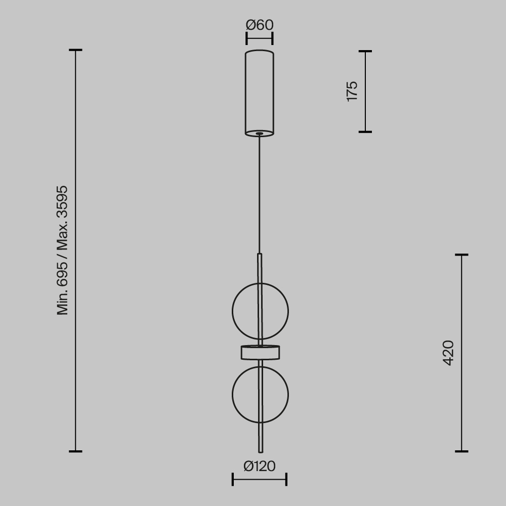 Подвесной светильник с плафоном из стекла с зеркальным градиентом Double Moon в Краснодаре