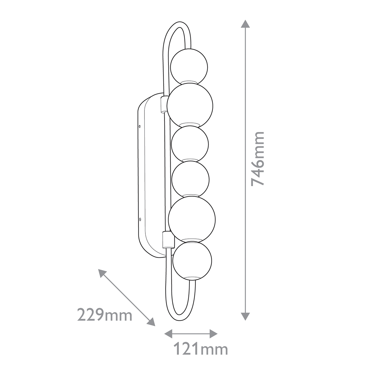 Бра цвета латунь с 6-ю рифлеными плафонами шаровидной формы Alora в Краснодаре