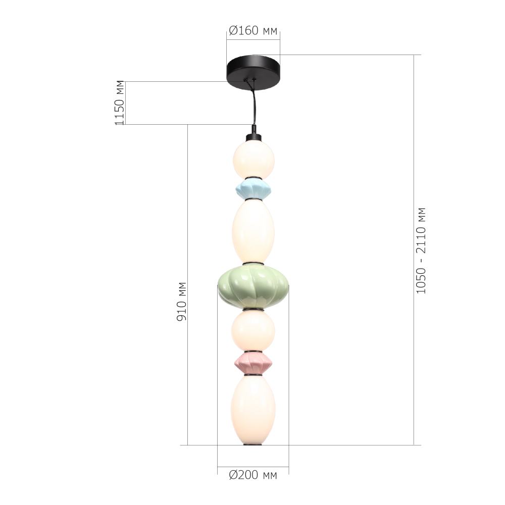 Подвесной светильник фигурный с керамическими элементами 32W LED Fragrant Light в Краснодаре