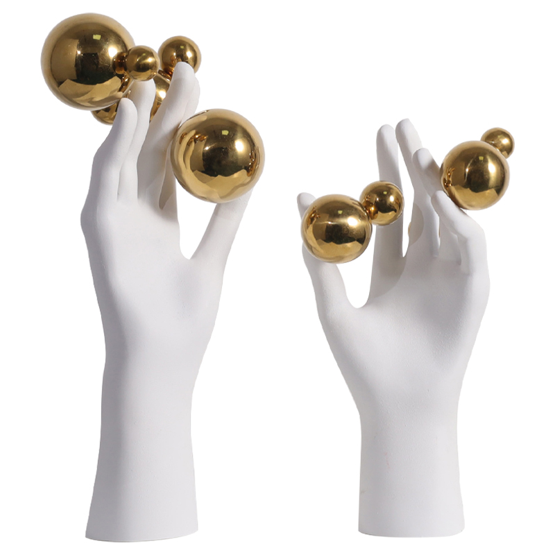 Декоративная статуэтка Hand with Spheres Statuette Белый Глянцевое золото в Краснодаре | Loft Concept 