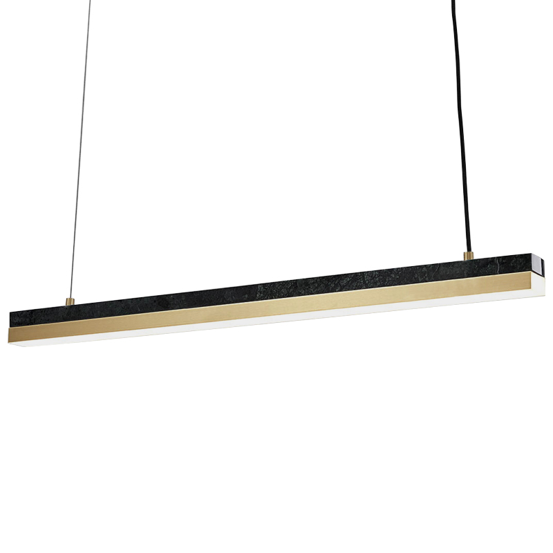 Линейный подвесной светильник Dominik Marble Linear Hanging Lamp Черный Мрамор Nero Золотой в Краснодаре | Loft Concept 